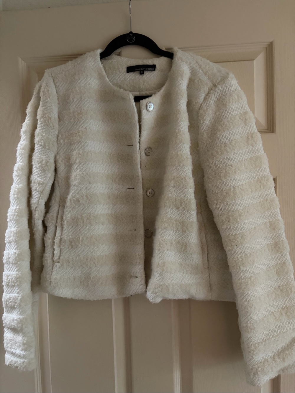 Amanda & Chelsea Ivory Textured Button Jacket